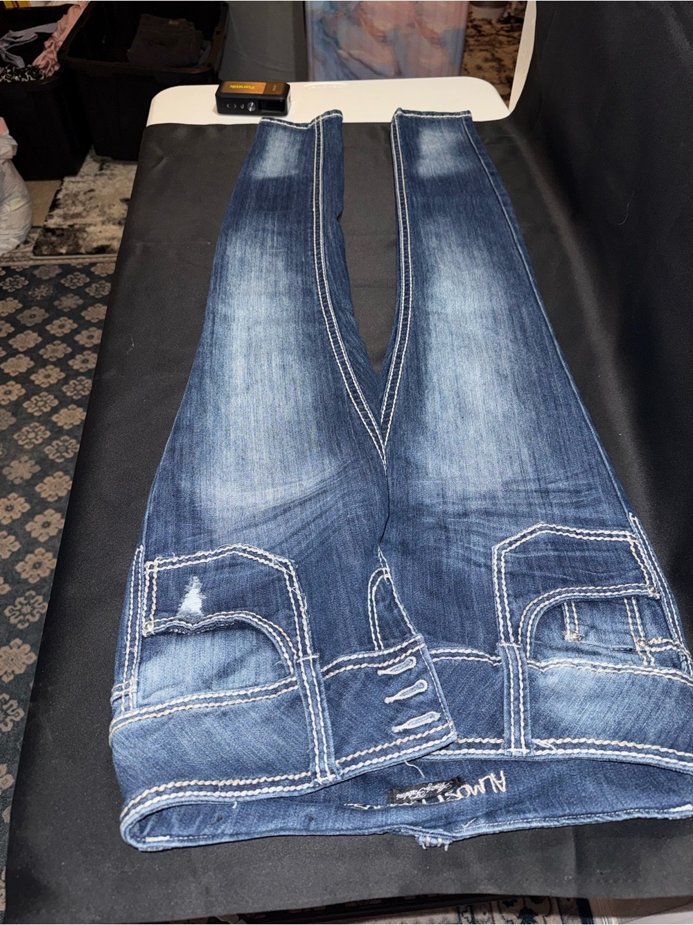 Almost Famous Dark Blue Denim Jeans with White Stitching